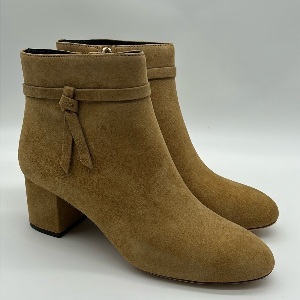 Kate Spade New York Knott Mid Boot Tan Suede Ankle Boots Women’s US 9.5B NWB - Picture 3 of 12
